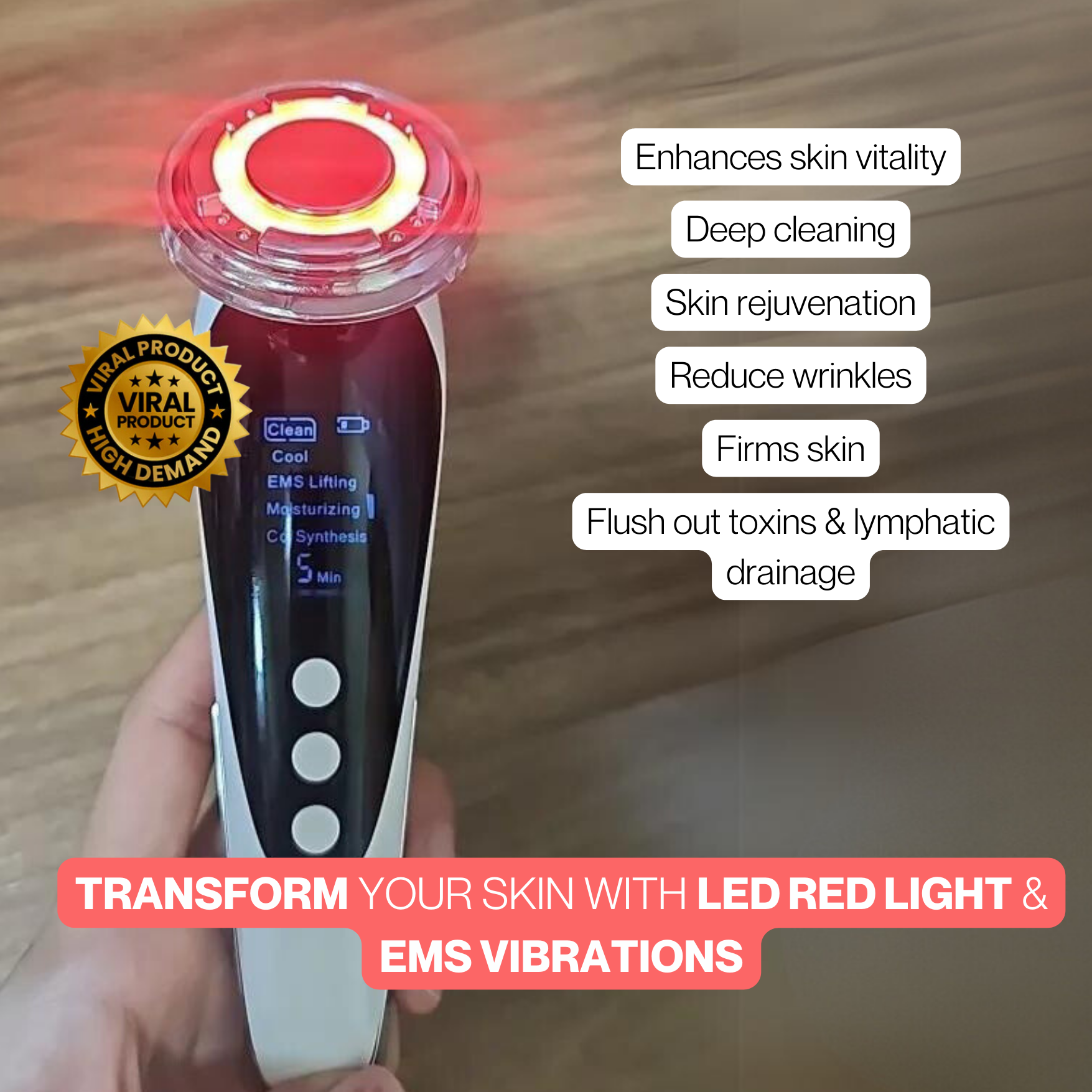 Microcurrent Red Light Photon EMS Face Lifting Massager
