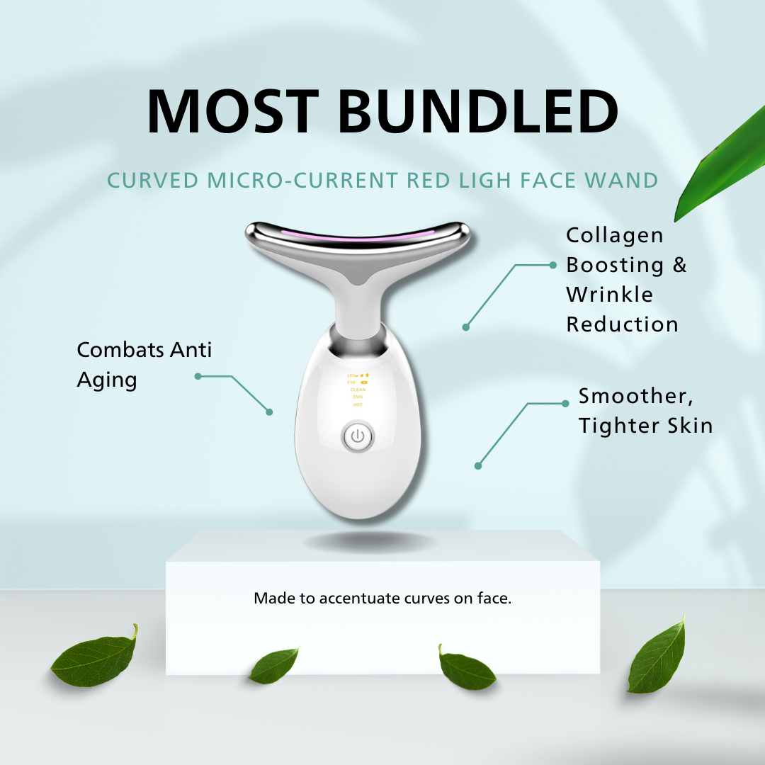 Curved Red Light Therapy EMS Face Wand